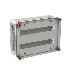VB43HT-D2 RE-Gehäuse 320x440 2R a20TE Normfeldgehäuse 40TE mit transp. Deckel alle Seiten offen
